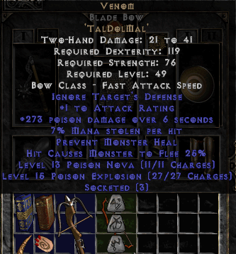 Venom Rune Word in Blade Bow